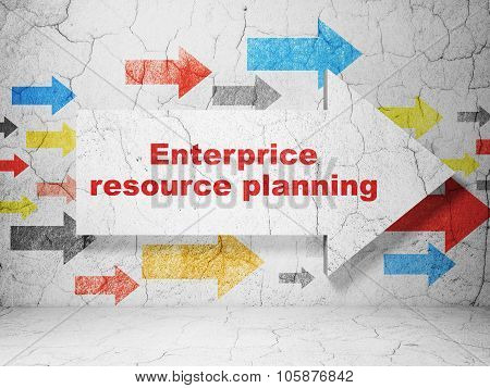 Finance concept: arrow with Enterprice Resource Planning on grunge wall background