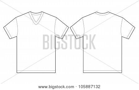 White V-neck Shirt Design Template For Men