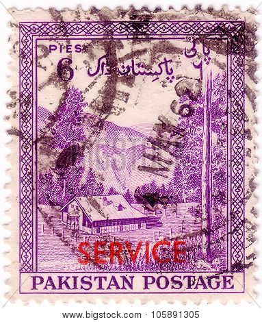 Pakistan - Circa 1954: A Stamp Printed In Pakistan Shows The Valley Kagan, District Hazara, Circa 19
