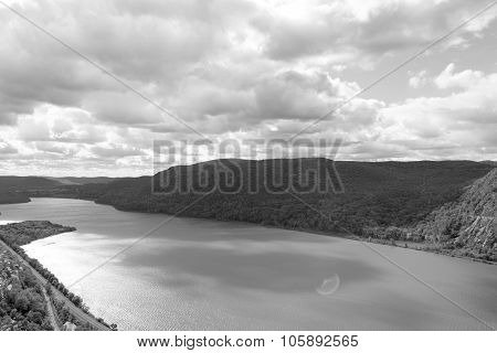 Hudson River In Black And White