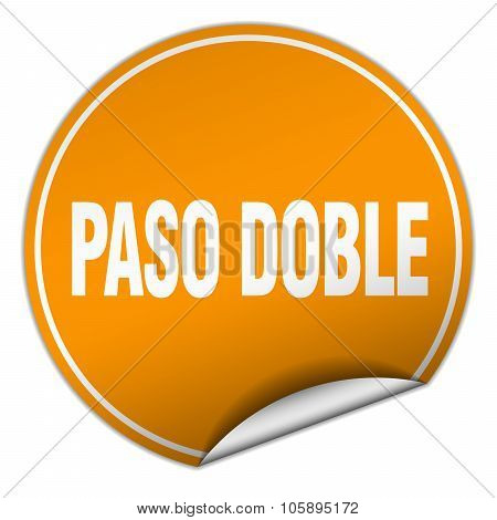 Paso Doble Round Orange Sticker Isolated On White
