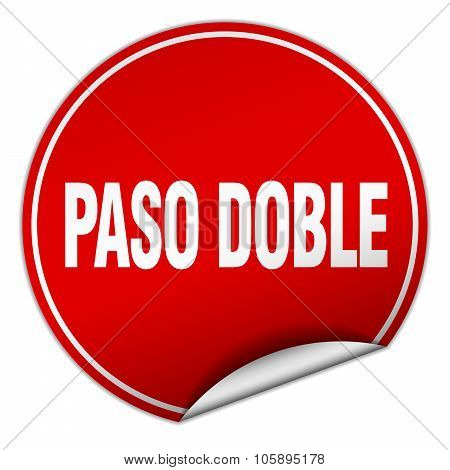 Paso Doble Round Red Sticker Isolated On White