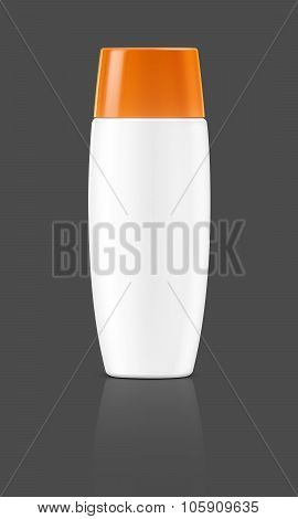 Blank Packaging Cosmetic Sunscreen Tube Isolated On Gray Background