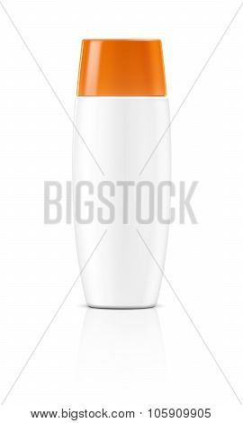 Blank Packaging Cosmetic Sunscreen Tube Isolated On White Background
