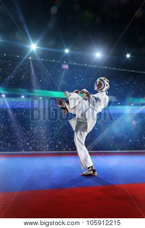 Kudo fighter is working out on the grand arena