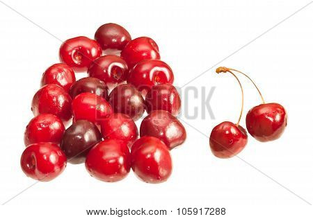 Cherries Isolated On White Background