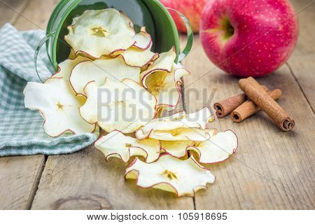 Healthy Snack. Homemade Dehydrated Apple Chips