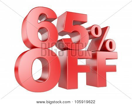 65 Percent Off 3D Icon.