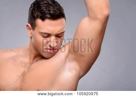 Handsome guy taking care of himself