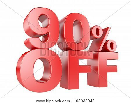 90 Percent Off 3D Icon.