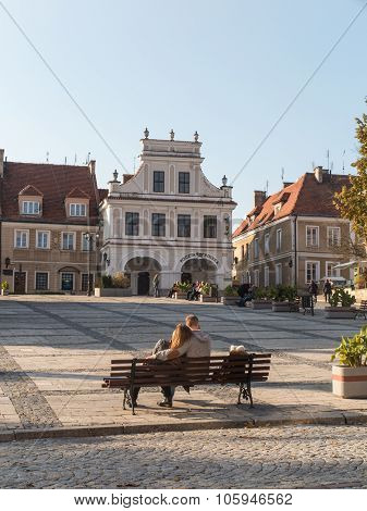 Sandomierz, Poland 16 October, 2015 .: Peace And Rest On The Old Town Square In Sandomierz