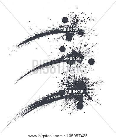 Set of hand drawn grunge brush smears. dark color. set of abstract realistic smears of black ink. Grunge Edges Vector Set . Design Elements . Grunge Borders , Dividers or Brush Strokes .