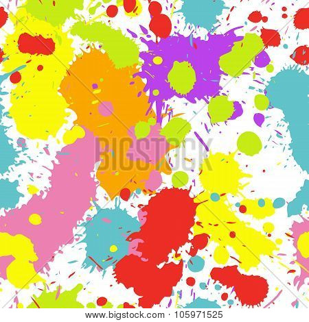 Colorful Ink Splatters Seamless Pattern