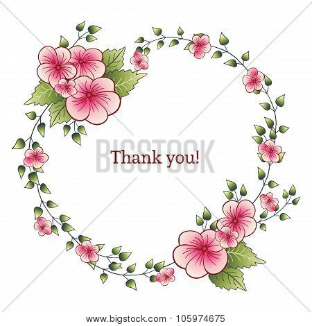 Garland With Abstract Hand Drawn Flowers And Leaf.  Ideal For Wedding Invitation, Greeting Card Or A