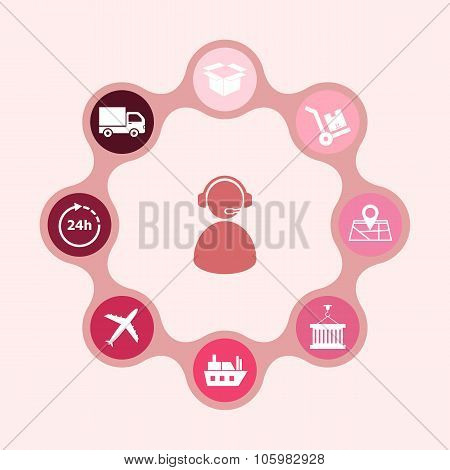 Logistic Infographic Template With Connected Metaballs