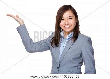 Aisan Businesswoman with hand showing blank sign
