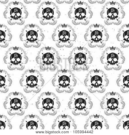 vector seamless with skulls
