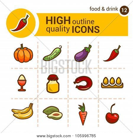 food color icons set