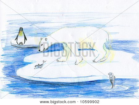 Björnen fångar fiskar