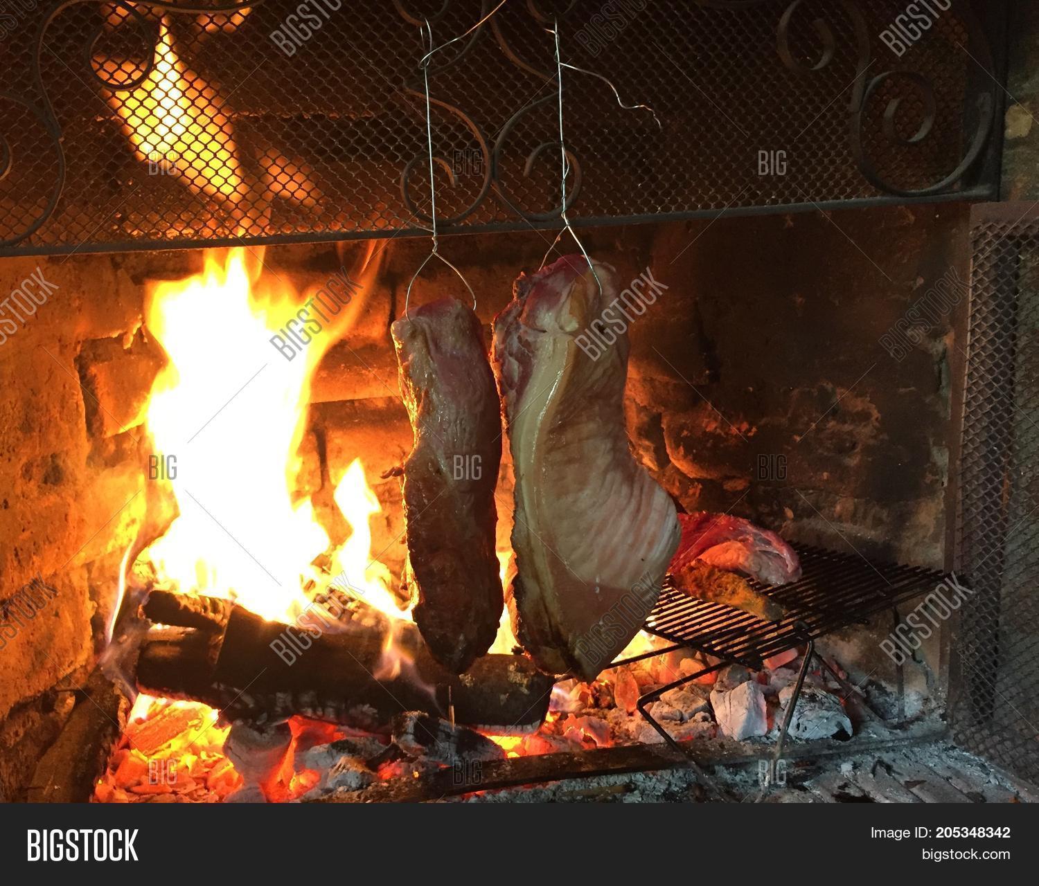 Meat, Hanging On Flame Image & Photo (Free Trial) Bigstock