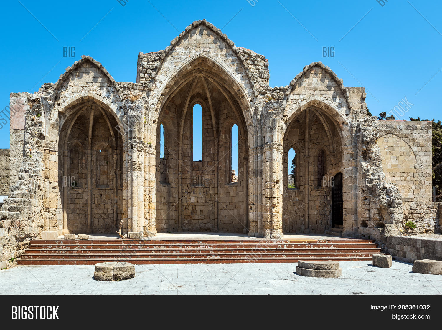ruins of ancient theater in rhodes town on rhodes island, greece