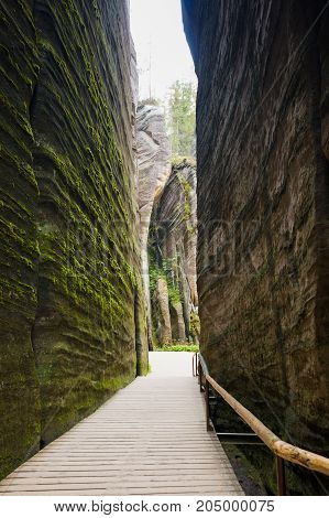 Unique rocks mountain Adrspasske skaly in national park Adrspach in Czech republic