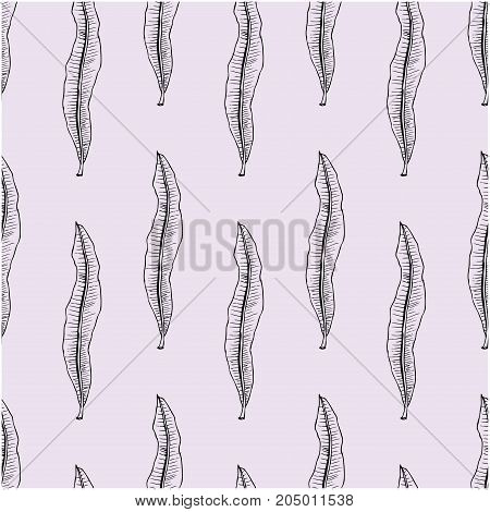 Seamless Pattern With Hand Drawn Oleander Leaf