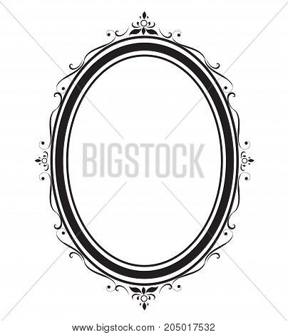 Oval frame and borders black and white on white background, Thai pattern, vector illustration
