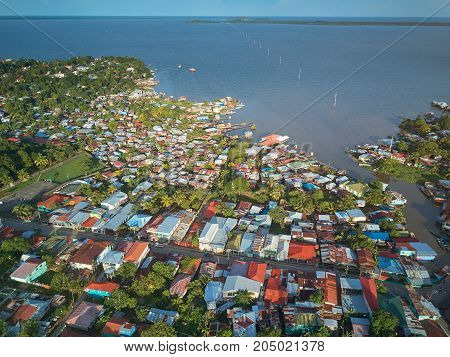 Port in Bluefields Nicaragua aerial drone view