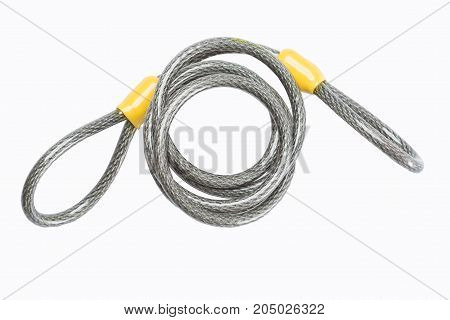 cable lock for bicycle isolate on white background.
