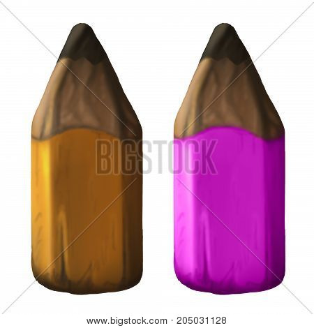 Illustration of a pencil. Pencil for drawing. Stationery. The subject of the office. Small colored pencils.
