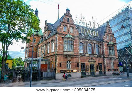 COPENHAGEN, DENMARK - JULY 20: Tivoli gardens, a famous amusement park and pleasure garden in Copenhagen, Denmark