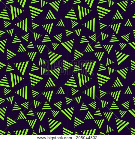 Abstract seamless pattern for girls boys clothes. Creative vector background with dots geometric figuresstripes inscriptions.Funny wallpaper for textile and fabric Geometric pattern. Green triangle pattern. Sport pattern.