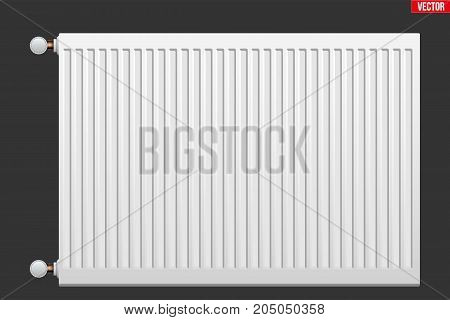Metal Heating radiator. Central heating system equipment. Water and steam model for wall. Vector Illustration