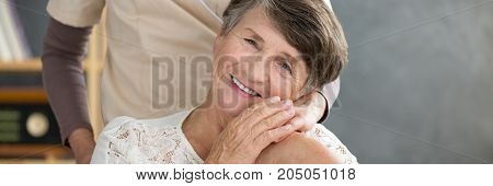 Close-up of grateful senior woman thanking her daughter for support and spending time together