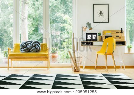 Work Area With Yellow Chair