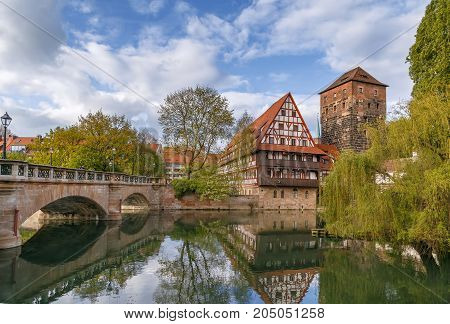 Weinstadel (medieval wine warehouse) is located on the river side in the heart of historical area of Nuremberg Germany
