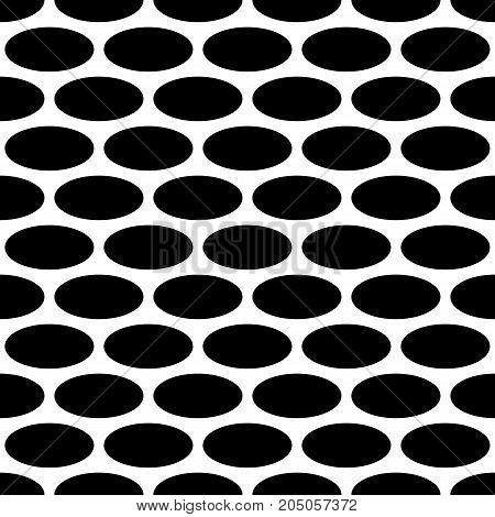 Black and white seamless horizontal geometric pattern - vector ellipse dot background graphic design