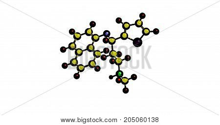 Molecular structure of duloxetine (Cymbalta)- mostly prescribed for major depressive disorder generalized anxiety disorder fibromyalgia and neuropathic pain 3D rendering