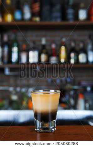 close up B-52 - layered cocktail in bar