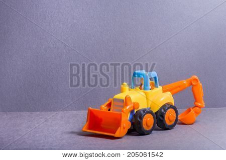 Yellow buldozer. Shovel car. Building transport. Toys for little children.