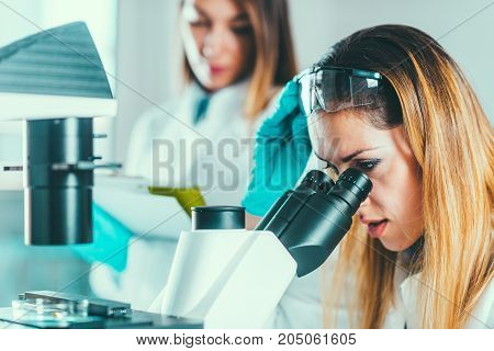 Biotechnology , Toned Image, Two Women Research In The Lab