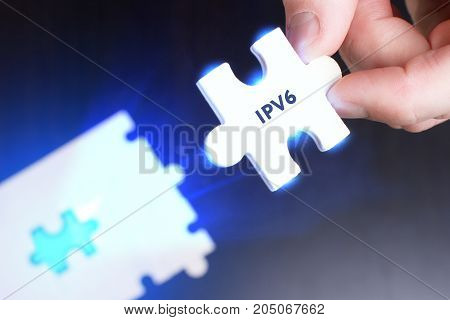 The Concept Of Business, Technology, The Internet And The Network. A Young Businessman Collects A Pu