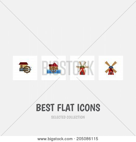 Flat Icon Alternative Set Of Wind Energy, Watermill, Propeller And Other Vector Objects
