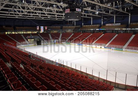 LAKE PLACID, NY, USA - MAR. 20, 2011: Herb Brooks Arena, known as the Olympic Center, Lake Placid, New York, USA. This arena hosted various events during the 1932 and 1980 Winter Olympic Games.