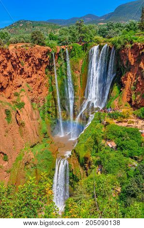 majestic Uzud falls which are located in a mountain part of Morocco