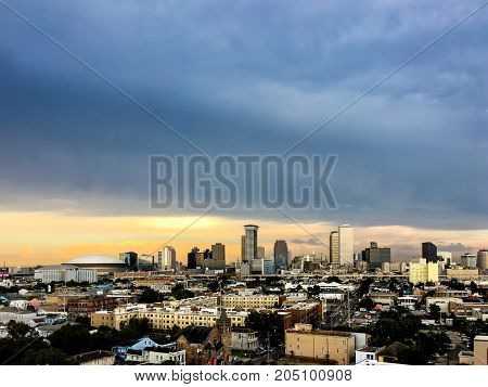 New Orleans, Louisiana Skyline At Sunset