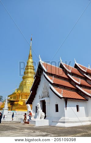 Buddha Relics In Golden Chedi Of Wat Phra That Chae Haeng Temple