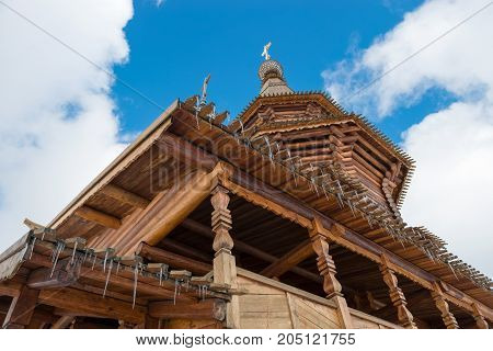 Temple of St. Sergius of Radonezh at the waterfall gremyachiy key. Svyatogorye. Moscow region village Vzglyadnevo