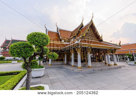 Golden Castle in public park in sunset time